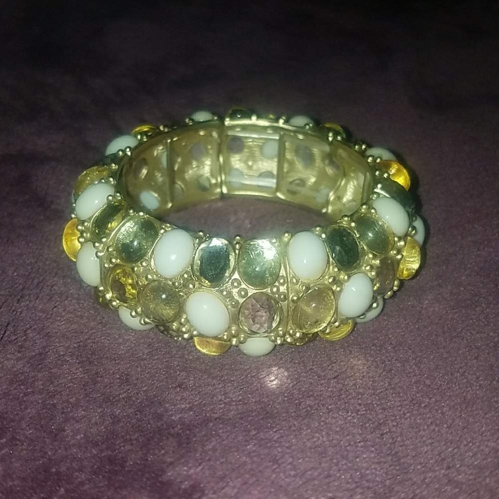 Bracelet stretch creme and gold